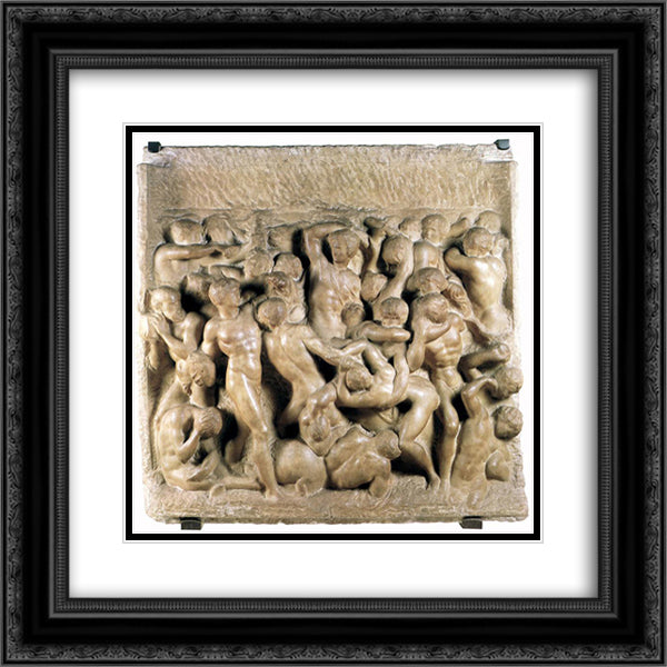Battle of the Lapiths and Centaurs 20x20 Black Ornate Wood Framed Art Print Poster with Double Matting by Michelangelo