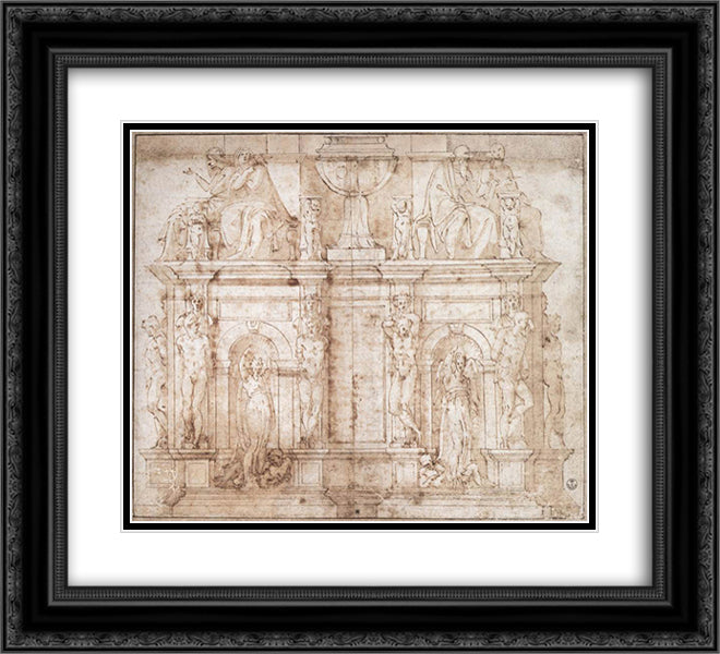 Design for Julius II tomb (second version) 22x20 Black Ornate Wood Framed Art Print Poster with Double Matting by Michelangelo