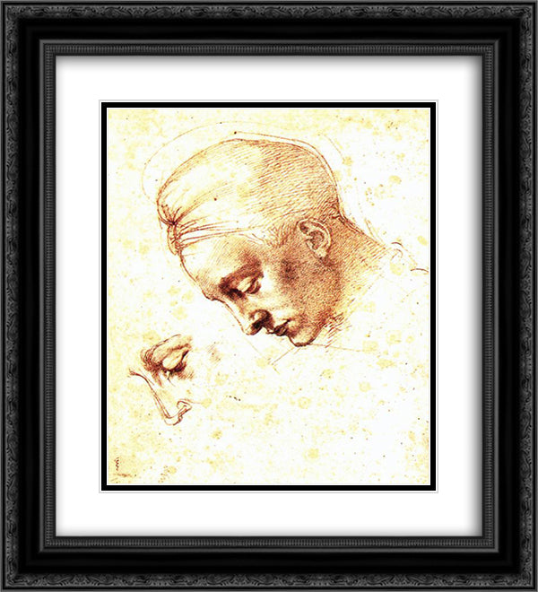 Head 20x22 Black Ornate Wood Framed Art Print Poster with Double Matting by Michelangelo