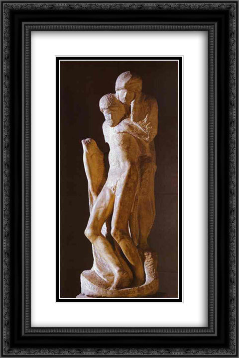 Pieta Rondanini (unfinished) 16x24 Black Ornate Wood Framed Art Print Poster with Double Matting by Michelangelo