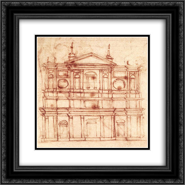 San Lorenzo, facade 20x20 Black Ornate Wood Framed Art Print Poster with Double Matting by Michelangelo