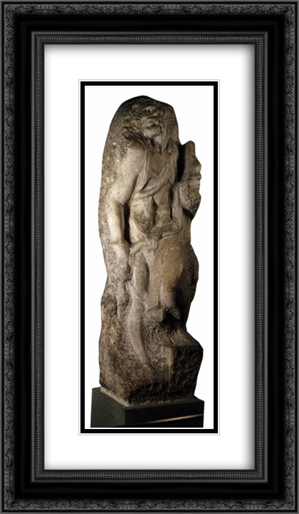 St. Matthew 14x24 Black Ornate Wood Framed Art Print Poster with Double Matting by Michelangelo