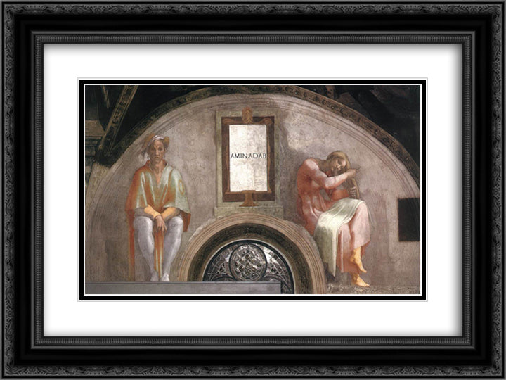 The Ancestors of Christ Amminadab 24x18 Black Ornate Wood Framed Art Print Poster with Double Matting by Michelangelo