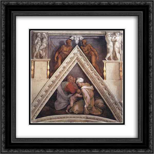 The Ancestors of Christ Ozias 20x20 Black Ornate Wood Framed Art Print Poster with Double Matting by Michelangelo