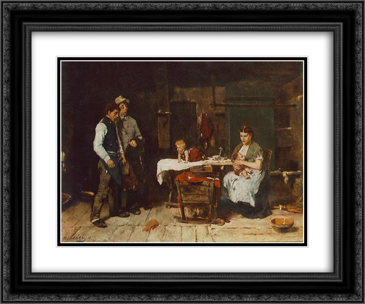 Biboulous Husband 24x20 Black Ornate Wood Framed Art Print Poster with Double Matting by Munkacsy, Mihaly