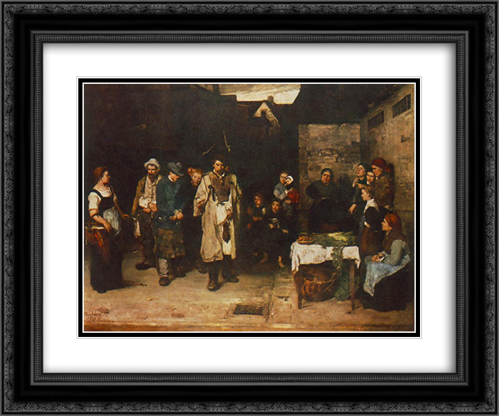Drifters in the Night 24x20 Black Ornate Wood Framed Art Print Poster with Double Matting by Munkacsy, Mihaly