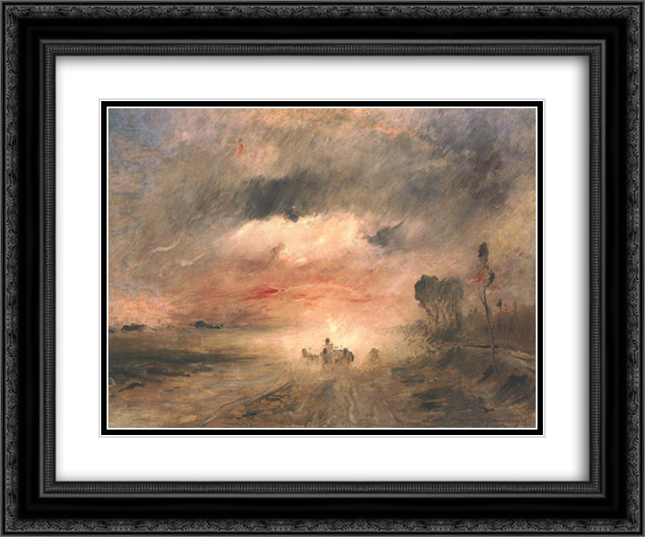 Dusty Country Road II 24x20 Black Ornate Wood Framed Art Print Poster with Double Matting by Munkacsy, Mihaly