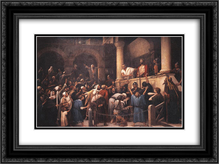 Ecce Homo! 24x18 Black Ornate Wood Framed Art Print Poster with Double Matting by Munkacsy, Mihaly