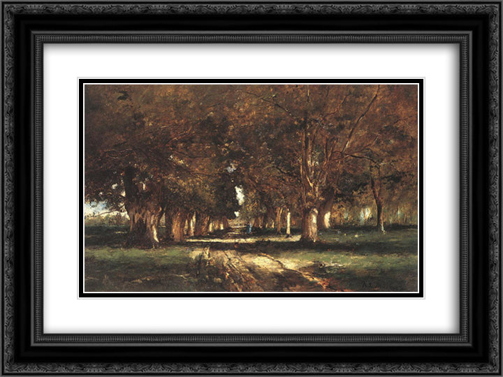 Line of Trees 24x18 Black Ornate Wood Framed Art Print Poster with Double Matting by Munkacsy, Mihaly