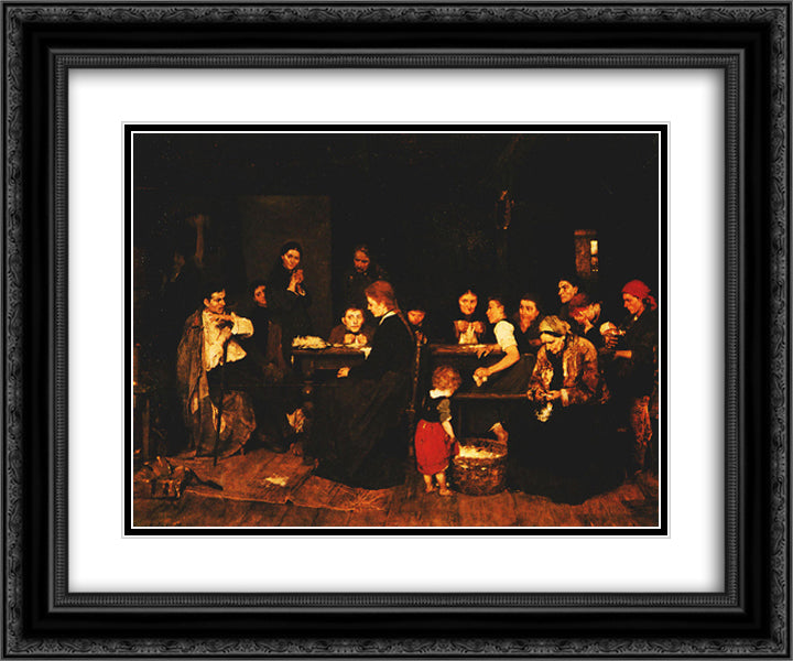 Pluckmakers 24x20 Black Ornate Wood Framed Art Print Poster with Double Matting by Munkacsy, Mihaly