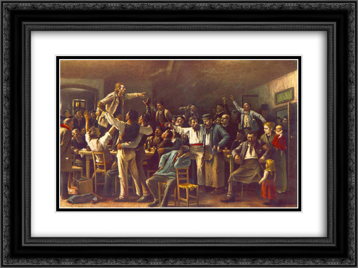 Strike 24x18 Black Ornate Wood Framed Art Print Poster with Double Matting by Munkacsy, Mihaly