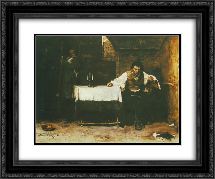 The Last Day of a Condemned Man 24x20 Black Ornate Wood Framed Art Print Poster with Double Matting by Munkacsy, Mihaly