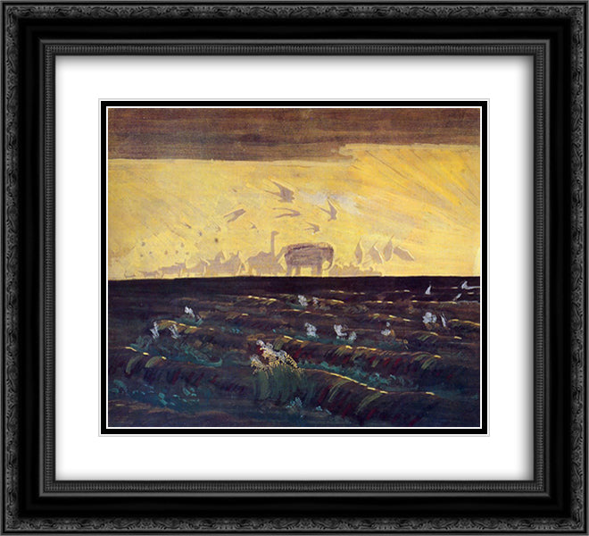 Adoration of the Sun 22x20 Black Ornate Wood Framed Art Print Poster with Double Matting by Ciurlionis, Mikalojus