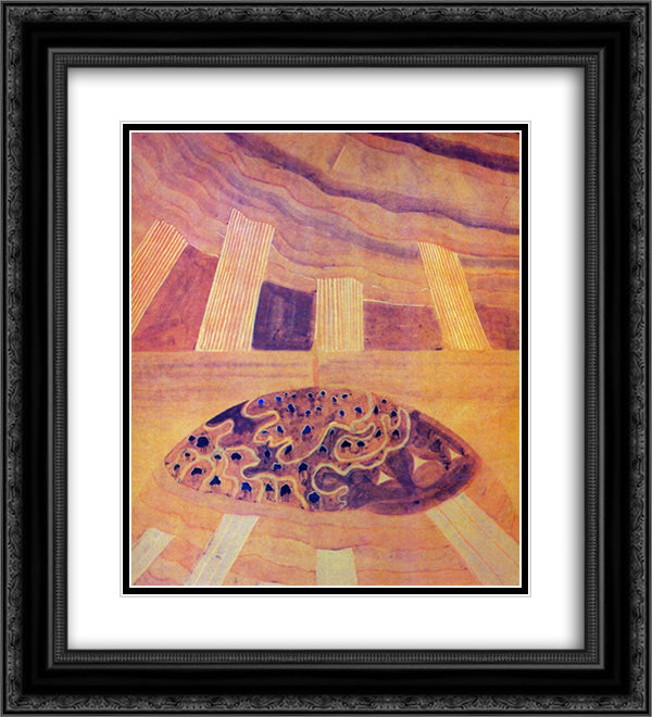 Andante (Sonata of the Sun) 20x22 Black Ornate Wood Framed Art Print Poster with Double Matting by Ciurlionis, Mikalojus