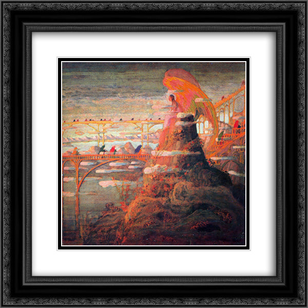 Angel (Angel prelude) 20x20 Black Ornate Wood Framed Art Print Poster with Double Matting by Ciurlionis, Mikalojus