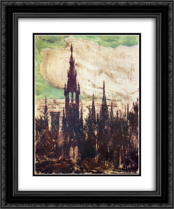 City (Towers) 20x24 Black Ornate Wood Framed Art Print Poster with Double Matting by Ciurlionis, Mikalojus