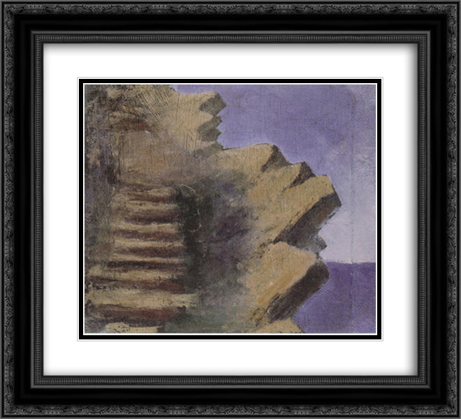 Cliff at the seaside 22x20 Black Ornate Wood Framed Art Print Poster with Double Matting by Ciurlionis, Mikalojus