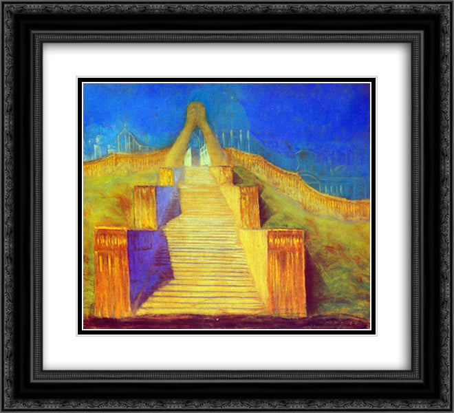 Deluge (I) 22x20 Black Ornate Wood Framed Art Print Poster with Double Matting by Ciurlionis, Mikalojus