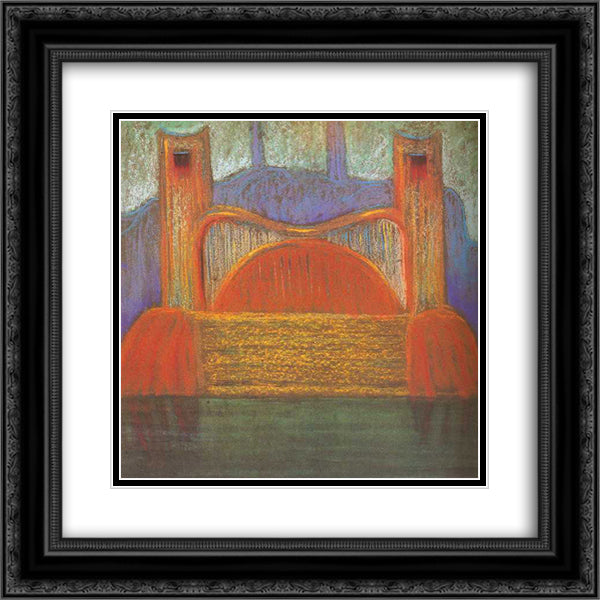 Deluge (IV) 20x20 Black Ornate Wood Framed Art Print Poster with Double Matting by Ciurlionis, Mikalojus