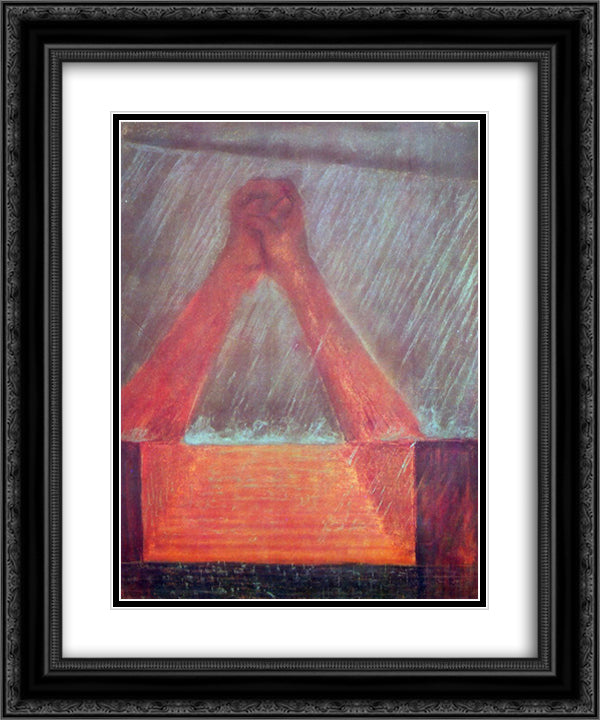 Deluge (VI) 20x24 Black Ornate Wood Framed Art Print Poster with Double Matting by Ciurlionis, Mikalojus