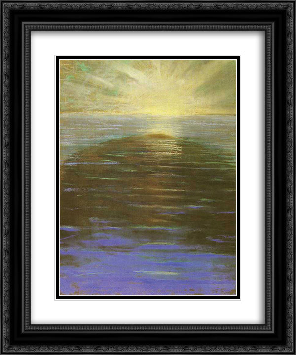 Deluge (VII) 20x24 Black Ornate Wood Framed Art Print Poster with Double Matting by Ciurlionis, Mikalojus