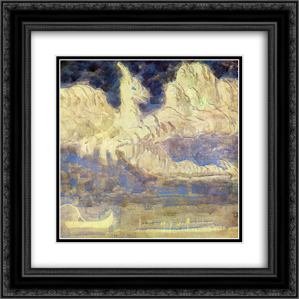 Journey of the Prince (II) 20x20 Black Ornate Wood Framed Art Print Poster with Double Matting by Ciurlionis, Mikalojus