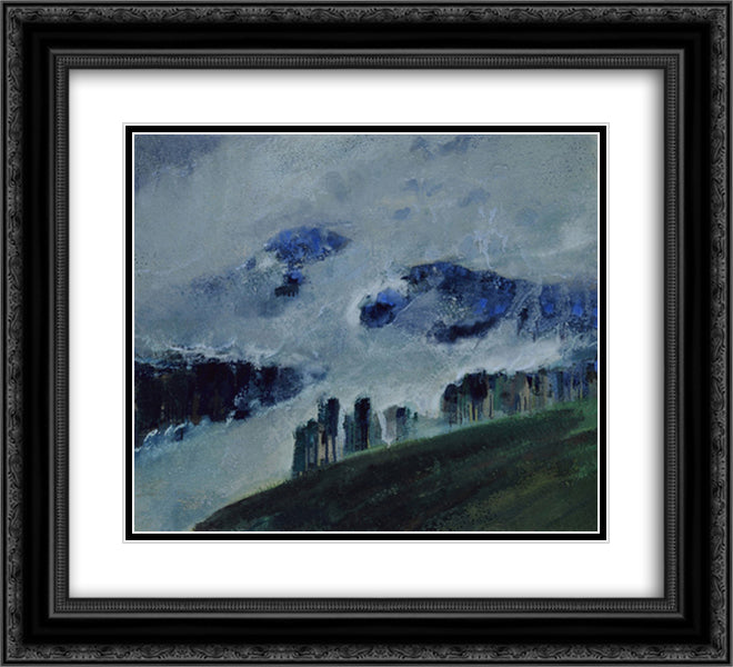 Mists 22x20 Black Ornate Wood Framed Art Print Poster with Double Matting by Ciurlionis, Mikalojus