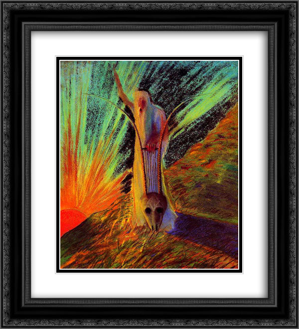 Morning 20x22 Black Ornate Wood Framed Art Print Poster with Double Matting by Ciurlionis, Mikalojus