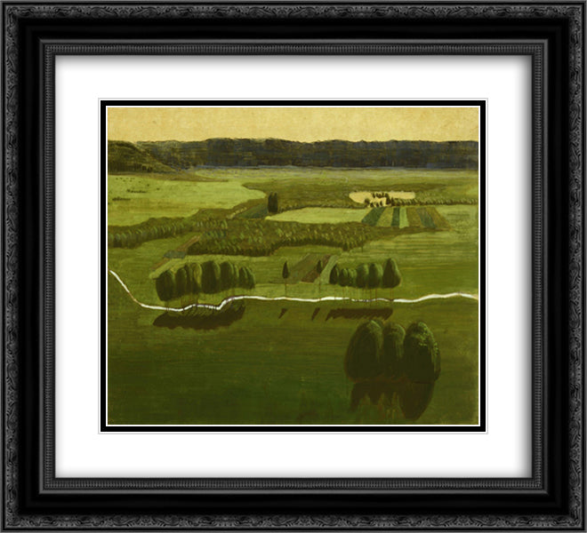 Raigardas (II) 22x20 Black Ornate Wood Framed Art Print Poster with Double Matting by Ciurlionis, Mikalojus