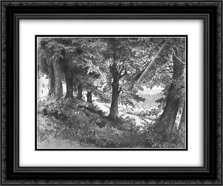Evening in Albano near Rome 24x20 Black Ornate Wood Framed Art Print Poster with Double Matting by Lebedev, Mikhail