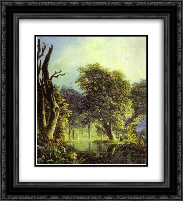 In a Park 20x22 Black Ornate Wood Framed Art Print Poster with Double Matting by Lebedev, Mikhail