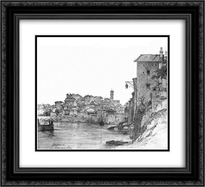 Rome in the Morning 22x20 Black Ornate Wood Framed Art Print Poster with Double Matting by Lebedev, Mikhail