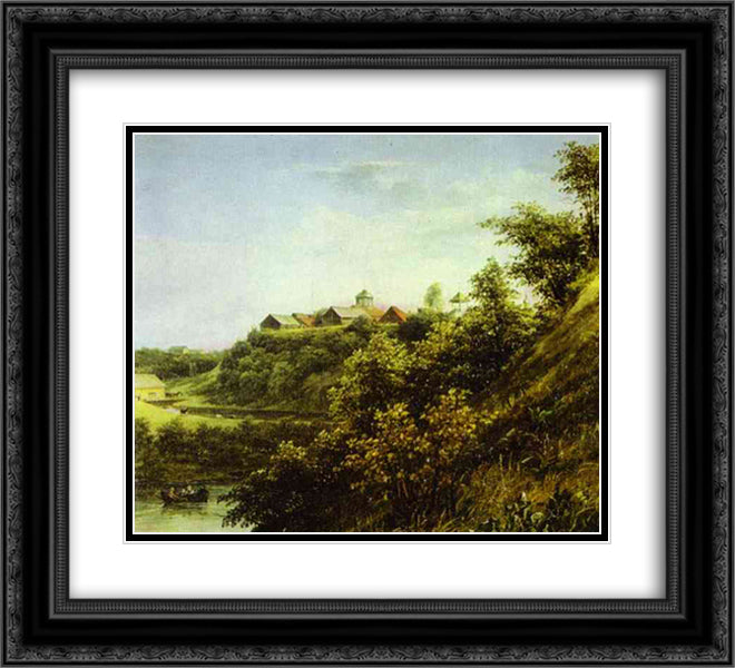 Vasilkovo 22x20 Black Ornate Wood Framed Art Print Poster with Double Matting by Lebedev, Mikhail