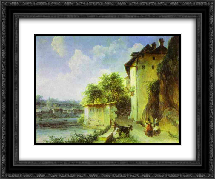 View of Albano, near Rome 24x20 Black Ornate Wood Framed Art Print Poster with Double Matting by Lebedev, Mikhail