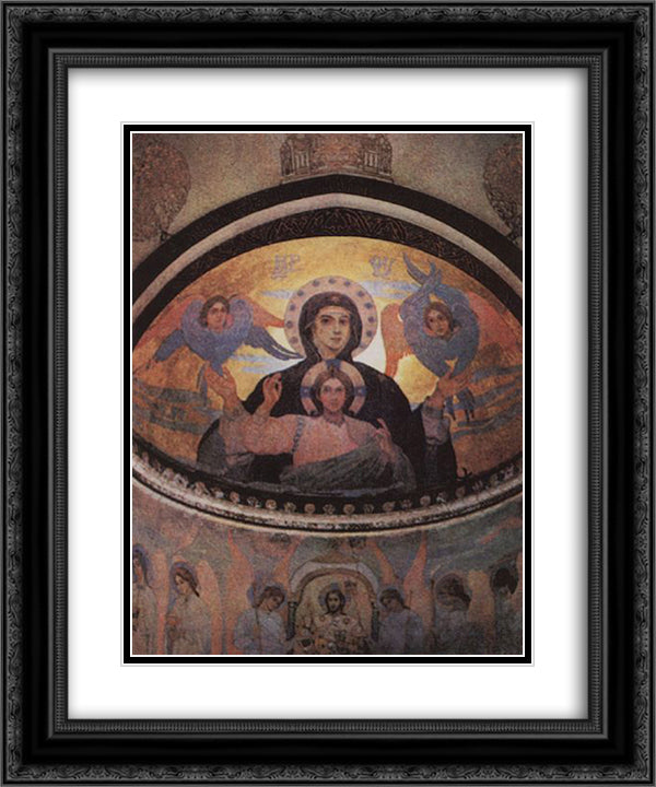 A fresco by M. Nesterov from Akhali Zarzma monastery, Abastumani, Georgia 20x24 Black Ornate Wood Framed Art Print Poster with Double Matting by Nesterov, Mikhail