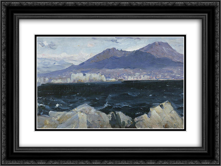 Adriatic Sea 24x18 Black Ornate Wood Framed Art Print Poster with Double Matting by Nesterov, Mikhail