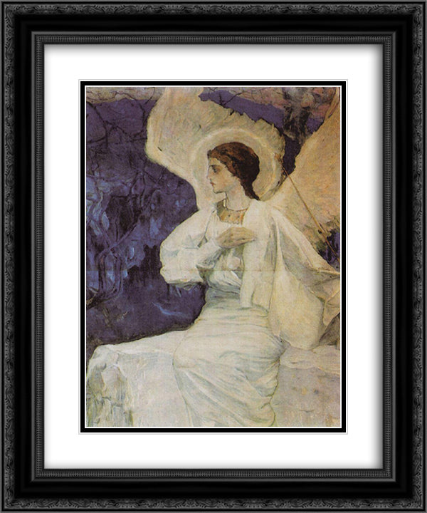 Angel on the Holy Sepulchre 20x24 Black Ornate Wood Framed Art Print Poster with Double Matting by Nesterov, Mikhail