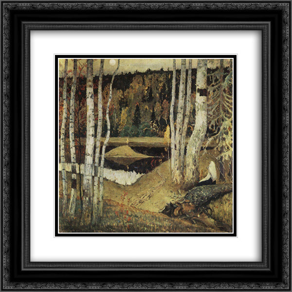 Autumn landscape 20x20 Black Ornate Wood Framed Art Print Poster with Double Matting by Nesterov, Mikhail