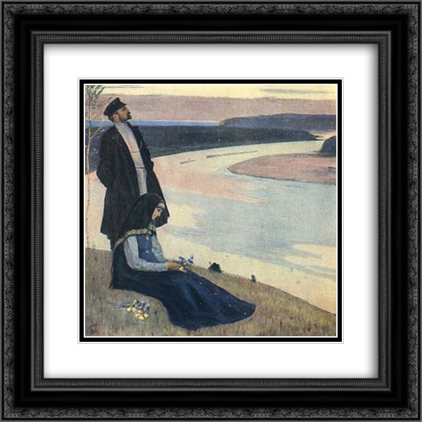 By Volga 20x20 Black Ornate Wood Framed Art Print Poster with Double Matting by Nesterov, Mikhail
