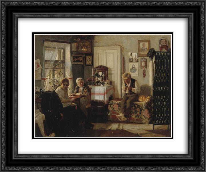 Home arrest 24x20 Black Ornate Wood Framed Art Print Poster with Double Matting by Nesterov, Mikhail