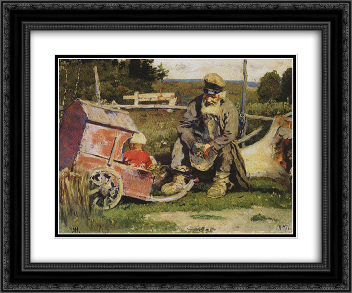 Old and young 24x20 Black Ornate Wood Framed Art Print Poster with Double Matting by Nesterov, Mikhail
