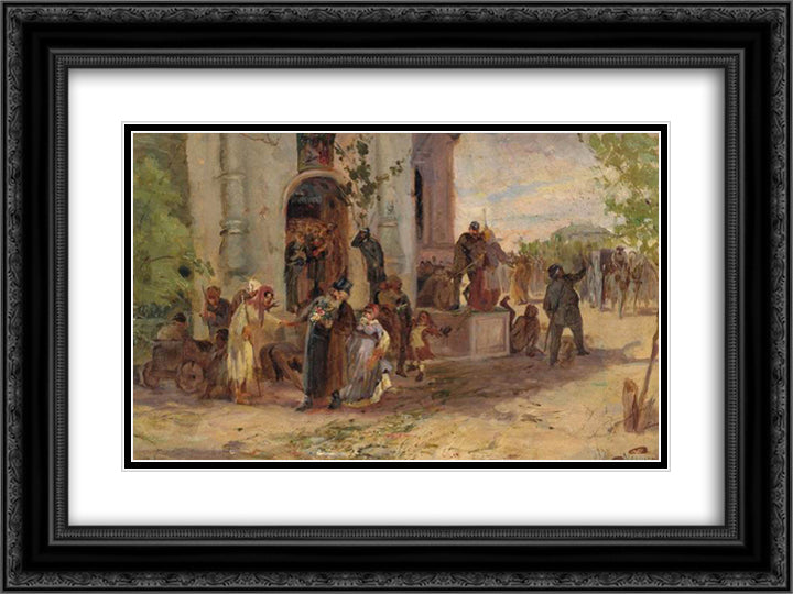 Pentecost 24x18 Black Ornate Wood Framed Art Print Poster with Double Matting by Nesterov, Mikhail