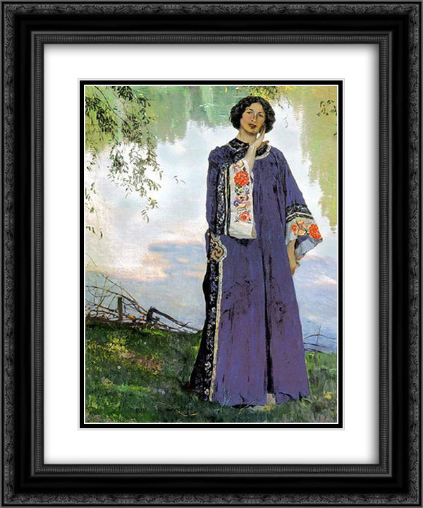 Portrait of E. P. Nesterova 20x24 Black Ornate Wood Framed Art Print Poster with Double Matting by Nesterov, Mikhail