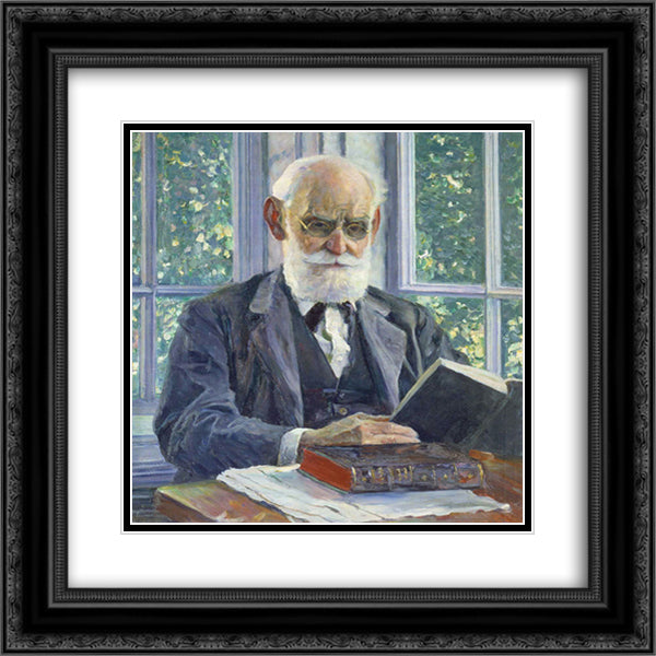 Portrait of Ivan Pavlov 20x20 Black Ornate Wood Framed Art Print Poster with Double Matting by Nesterov, Mikhail