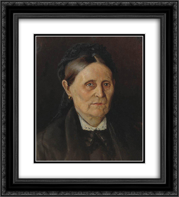 Portrait of M. M. Nesterova, the artist's mother 20x22 Black Ornate Wood Framed Art Print Poster with Double Matting by Nesterov, Mikhail