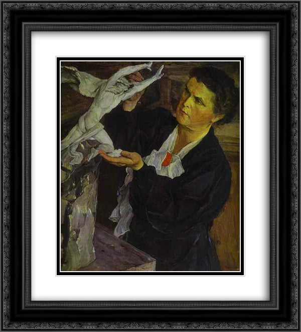 Portrait of Vera Mukhina 20x22 Black Ornate Wood Framed Art Print Poster with Double Matting by Nesterov, Mikhail
