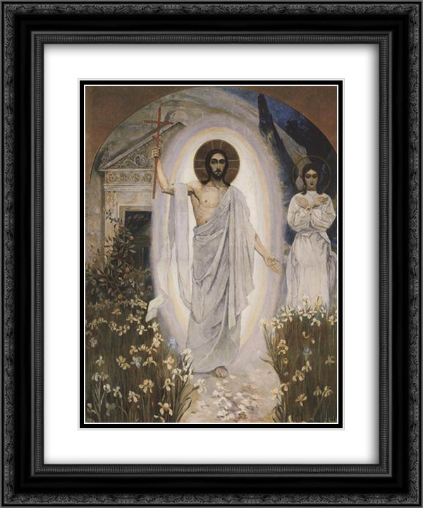 Resurrection 20x24 Black Ornate Wood Framed Art Print Poster with Double Matting by Nesterov, Mikhail