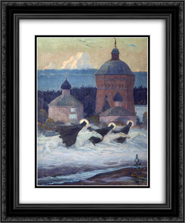 Riders 20x24 Black Ornate Wood Framed Art Print Poster with Double Matting by Nesterov, Mikhail