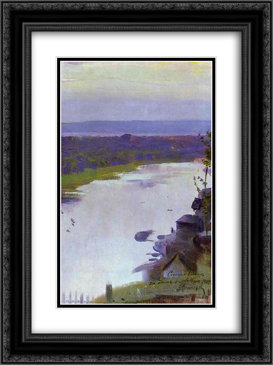 River Belaya 18x24 Black Ornate Wood Framed Art Print Poster with Double Matting by Nesterov, Mikhail