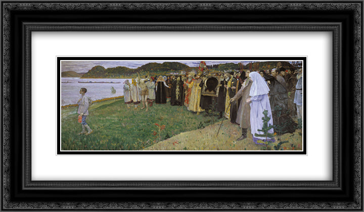 Rus The Soul of the People 24x14 Black Ornate Wood Framed Art Print Poster with Double Matting by Nesterov, Mikhail